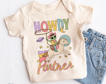 Body para bebé Howdy Partner Alien Unicornio® - Conjunto de bebé vaquero alienígena - Ropa adorable para bebé alienígena