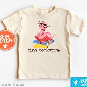 Tiny Bookworm Baby Natural Shirt, School Librarian Baby Announcement, Bookworm Infant Vintage Natural Bodysuit Onesie®,Reader Baby Bodysuit
