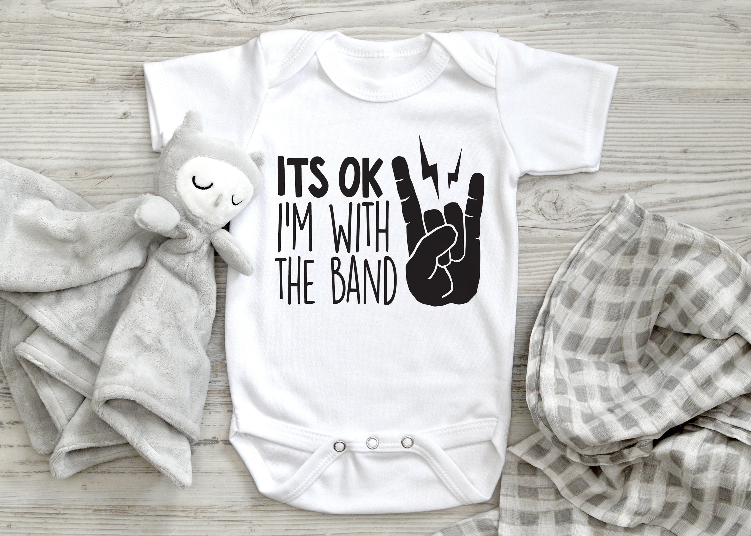 I'm With The Band Rock Music Babygrow Vest Baby Clothing Funny Gift 