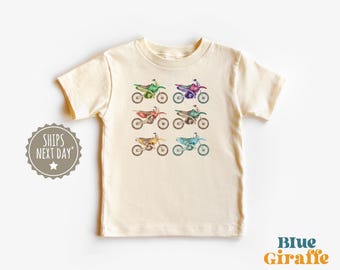 Retro Dirt Bikes Toddler Shirt - Motorcycle Kids Outfit - Dirt Bike Kids Tee - Motor Bike Kids Shirt - Natural Toddler Shirts