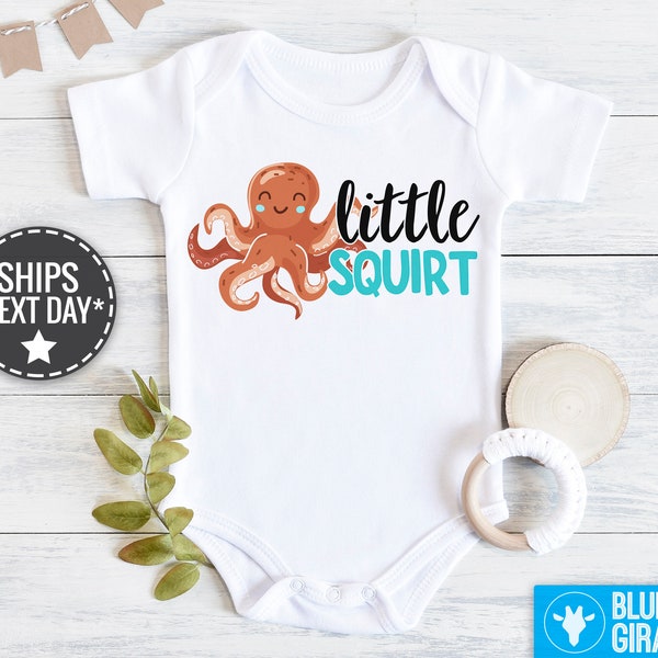 Little Squirt baby Onesie®, Octopus Baby Bodysuit, Hipster Baby Onesie®, Octopus Baby Onesie, Funny Baby Clothes