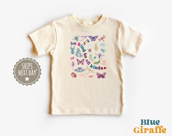 Be Kind To All Kinds Retro Kids Shirt - Cute Retro Bugs EntomologyToddler Shirt - Future Entomologist - Boho Natural Kids & Youth Shirts