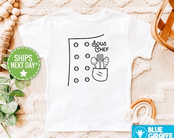 Camiseta de sous chef para niños pequeños, linda camiseta de futuro chef para niños, ropa juvenil de sous chef