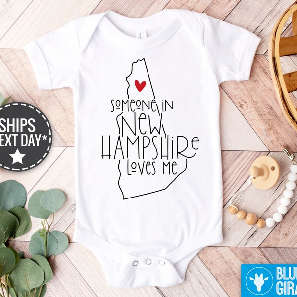 Someone In New Hampshire Loves Me Baby Onesie®, New Hampshire Baby Clothes, Loved Baby Onesie®, Long Distance Baby Bodysuit, State Baby