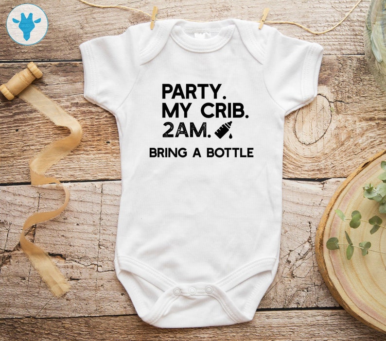 Party At My Crib Bodysuit, Funny Baby Clothes, Cute Bodysuit, Baby Boy Clothes, Baby Girl Bodysuit, Baby Girl Clothes, Baby Boy Bodysuit 