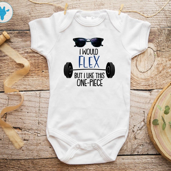 I Would Flex But I Like This One-Piece, Fitness Baby Clothes, Baby Boy Bodysuit, Cute Baby Boy Clothes, Baby Boy Gift