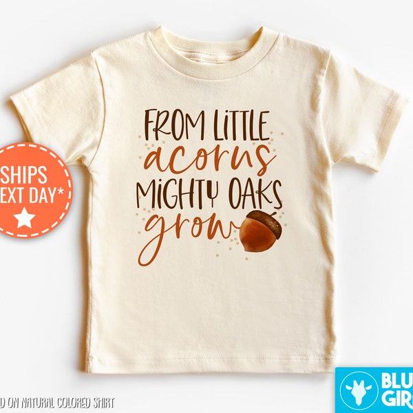 From Little Acorns Grow Mighty Oaks Kids Shirt, Cute Tree Shirt, Acorn Raglan, Fall Themed Youth Shirt