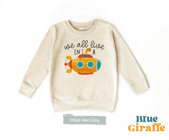 Yellow Submarine Toddler Sweatshirt - Ocean Beach Kids Pullover - Baby Shower Gift - Under The Sea Crew Neck