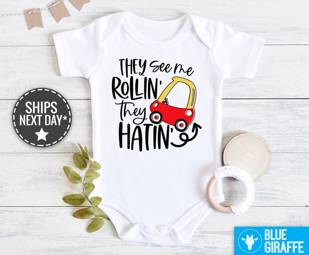 Red Car They See Me Rollin, Funny Baby Onesie®, Funny Baby Bodysuit