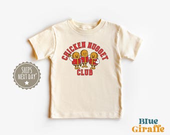 Maglietta per bambini con motivo retrò Chicken Nuggets - Maglietta grafica divertente per gli amanti degli snack - Maglietta Varsity Jacket Nuggets