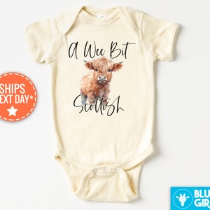 A Wee Bit Scottish Bodysuit, Funny Baby Onesie®, Cute Cow Baby Clothes, Fluffy Cow Onesie®, Scottish Cow Baby Bodysuit