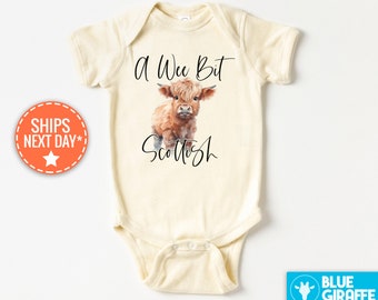 A Wee Bit Scottish Bodysuit, Funny Baby Onesie®, Cute Cow Baby Clothes, Fluffy Cow Onesie®, Scottish Cow Baby Bodysuit