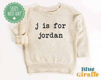 Benutzerdefiniertes Brief Kleinkind-Sweatshirt - Vintages Sweatshirt mit Rundhalsausschnitt - Natürlicher personalisierter Kinderpullover