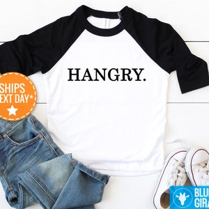 Funny Hangry Baby Shirt, Funny Baby Clothes, Cute hipster Baby Onesie®, Baby Shower Gift, Funny Raglan Shirt