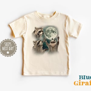 Raccoon Moon Toddler Shirt - Vintage Raccoon Kids Shirt - Funny Meme Kids Tee - Cute Raccoon Natural Baby Onesie®