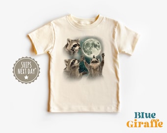 Raccoon Moon Toddler Shirt - Vintage Raccoon Kids Shirt - Funny Meme Kids Tee - Cute Raccoon Natural Baby Onesie®
