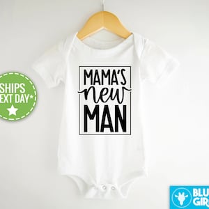Mama's New Man Onesie® for Boy, Mamas Boy Baby Onesie® for Newborn Boy, Cute Announcement Onesie
