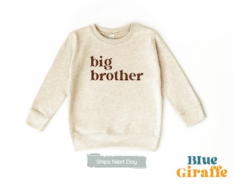 Big Brother Crewneck Sweatshirt - Süßes Retro Kleinkind Sweatshirt - Natürlicher Big Brother Geschenk - Schwangerschaftansage Sweatshirt