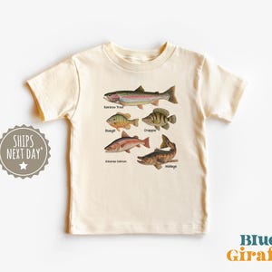 Lake Fish Toddler Graphic Tee - Field Guide Kids Tee - Cute Fish Toddler Shirt - Biologist Clothing - Future Fisherman Tee - Natural Shirts