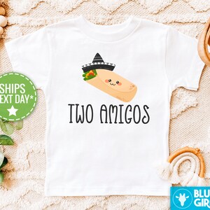 Two Amigos Funny Twin Onesie®s®, Twin Baby Bodysuits, Cute Baby Shower Gift for Twins, Best Friends Twins image 3