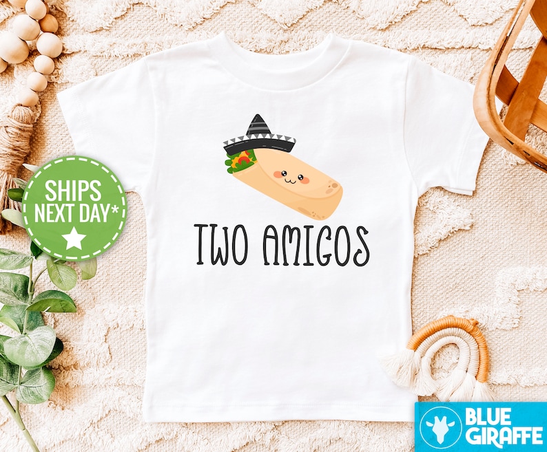 Two Amigos Funny Twin Onesie®s®, Twin Baby Bodysuits, Cute Baby Shower Gift for Twins, Best Friends Twins image 3
