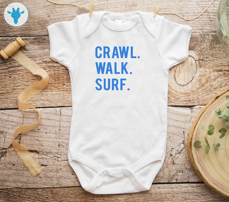 Crawl Walk Surf Bodysuit Baby Boy Clothes Baby Boy Gift Etsy