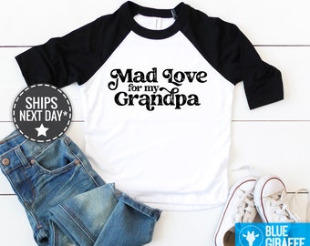 Mad Love For Grandpa Kids Shirt, Cute Grandfather Toddler Shirt,I Love My Grandpa Kids Shirt