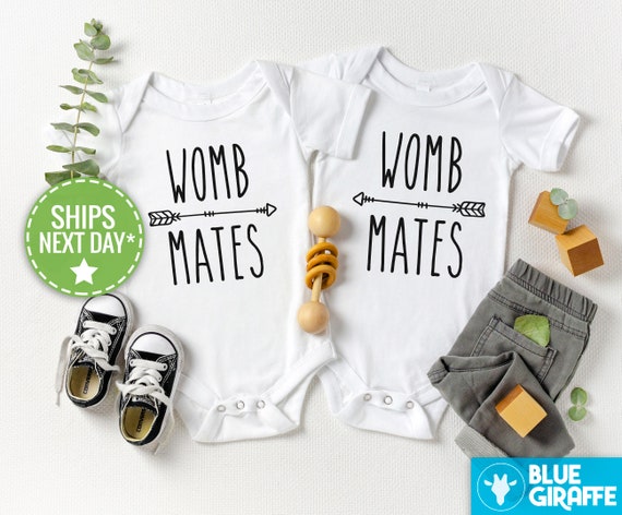 Twin baby cheap onesies funny