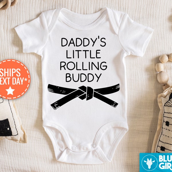 Daddy's Little Rolling Buddy Onesie®, Cute Brazilian Jiu Jitsu Baby Bodysuit, BJJ Onesie®, Martial Arts Kids