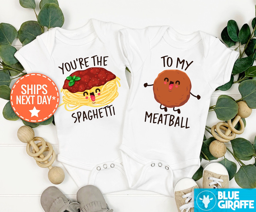 Twin Baby Onesie®, You're the Spaghetti to My Meatball Baby Clothes, Twin Baby Onesie, Cute Best