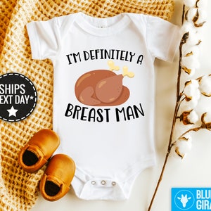 C'est définitivement un sein pour homme, ces grenouillères mignonnes pour bébé, ce body dinde, cette première tenue de Thanksgiving, cette première grenouillère pour Thanksgiving image 1