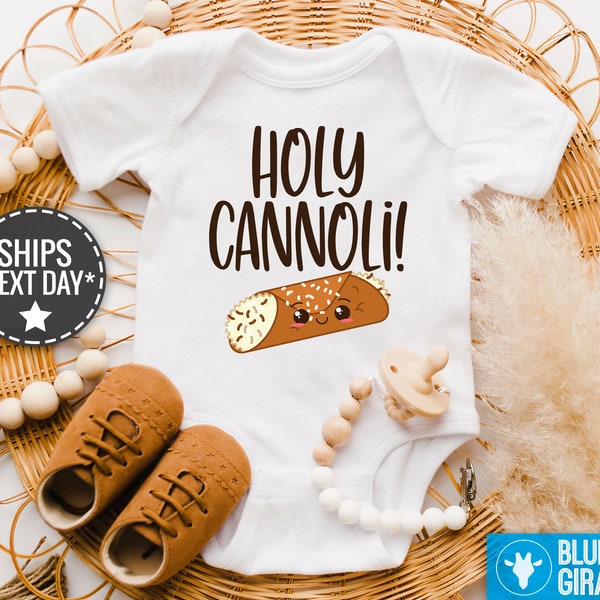 Holy Cannoli Baby Onesie®, Cute Italian Baby Onesie®, Funny Food Pun Baby Bodysuit