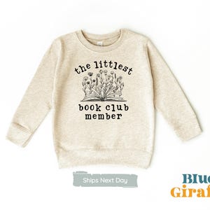 Sweat-shirt pour tout-petit, membre du club de lecture Littlest, sweat-shirt pour enfant bibliophile fille, sweat-shirt pour enfant liseuse, grenouillère naturelle®