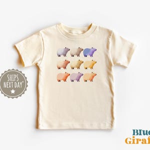 Colorful Capybaras Toddler Shirt - Cute Capybara Shirt - Capybara Lover Gift - Cute Animal Kid&#39;s Clothing - Natural Toddler & Youth Tee