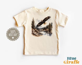 Bald Eagle River Scene Toddler Shirt - Eagle Kids Tee - Birds Of Prey Forest Nature Outfit - Natural Boho Adult, Toddler & Youth Tee