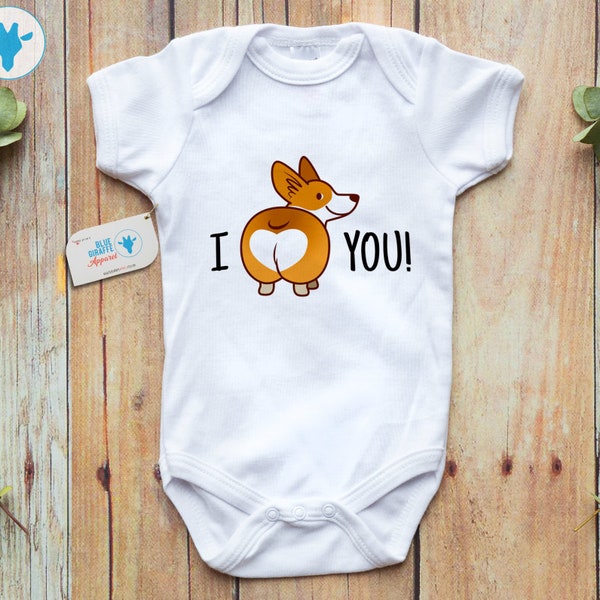 I Love You Corgi Butt Onesie® - Corgi Themed Onesie® - Animal Themed Baby Clothes - Baby Shower Gift Bodysuit - Unisex Baby Onesie