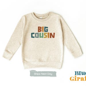 Bluza dla dzieci Big Cousin - Retro chłopięca bluza dla maluchów - Pasująca do Cousin Natural Toddler z okrągłym dekoltem