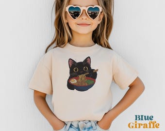 Ramen Cat Kids Shirt - Cat Lover Toddler Shirt - Ramen Lover Kids Shirt - Natural Toddler Shirt - Toddler Gift