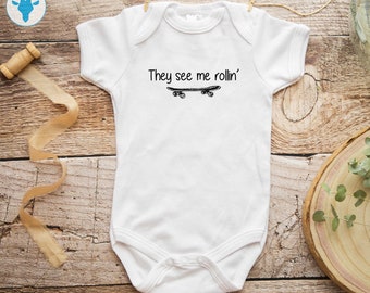 They See Me Rollin' Skateboard Bodysuit, Skateboard Baby Clothes, Skateboard Bodysuit,Baby Boy Clothes, Funny Bodysuits