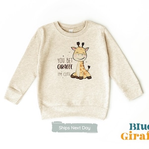 You Bet Giraffe Im Cute - Sweat-shirt enfant girafe rétro mignon - Col ras du cou naturel amusant