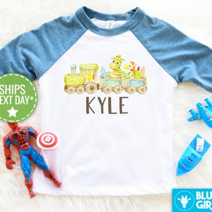 Personalized Train Baby Raglan Shirt, Custom Name Baby Boy Bodysuit, Train Baby Clothes, Custom Name Shirt