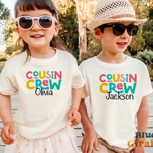 Custom Name Cousin Crew Kids Shirt - Personalized Matching Cousins Shirts - Retro Cousin Toddler Shirts - Natural Kids Youth & Adult Shirts