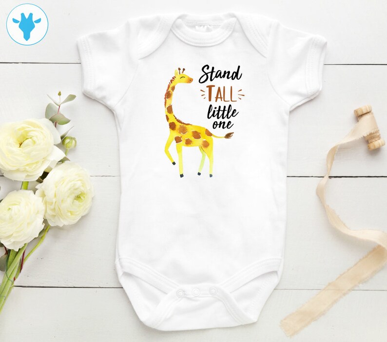 Stand Tall Little One Bodysuit Giraffe Baby Clothes Baby Boy Etsy