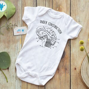 Under Construction Brain Diagram Onesie® - Science Themed Baby Clothes - Funny Sayings Onesie® - Brain Diagram onesie image 3