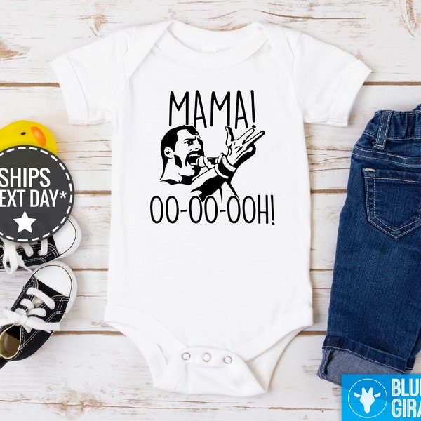 Freddie Mercury Baby Bodysuit, Bohemian Rhapsody Mama Oo Ooh Oooh, Unique Baby Gift for Queen Fans