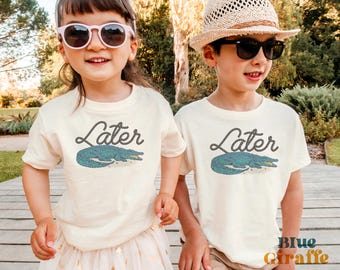 Camiseta de caimán para niño - Camiseta vintage de los 90 Y2K para bebé - Camiseta con estampado de caimán - Camisetas retro para niños - Ropa infantil moderna y divertida