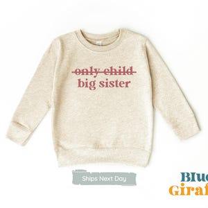 Only Child Big Sister Toddler Sweatshirt - Retro Big Sister Sibling Crew Neck Sweatshirt - Cute Big Sister Gift
