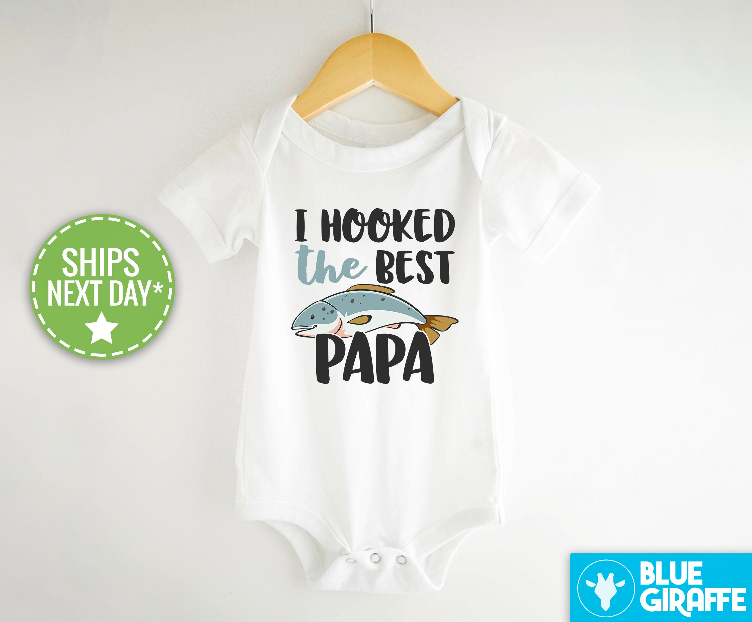 I Hooked the Best Papa Onesie®, New Papa Baby Bodysuit, New Papa