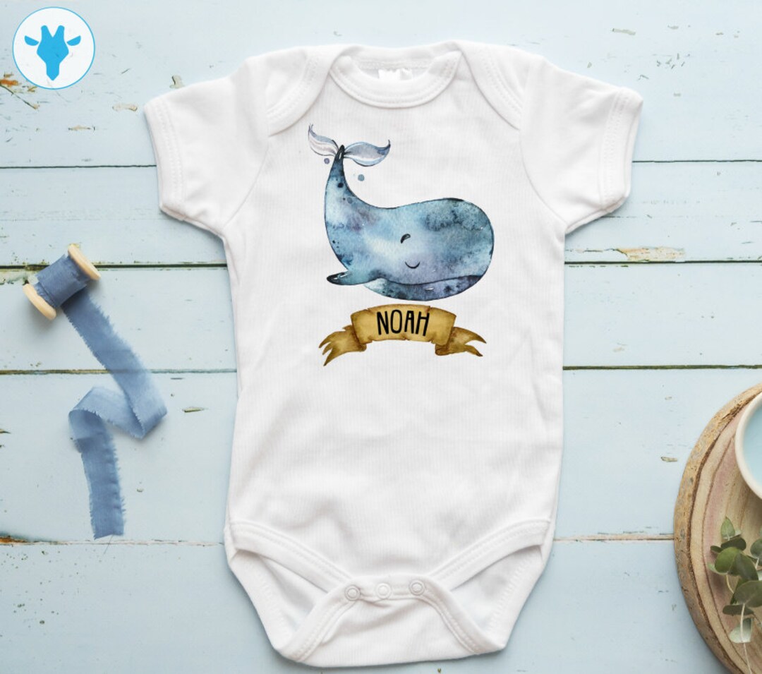 Whale Personalized Baby Boy Bodysuit Custom Name Bodysuit - Etsy