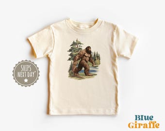 Bigfoot Redwood Forest Toddler Shirt - Sasquatch Graphic Tee - Cute Cryptids Outfit - Natural Bigfoot Baby Kids Tee